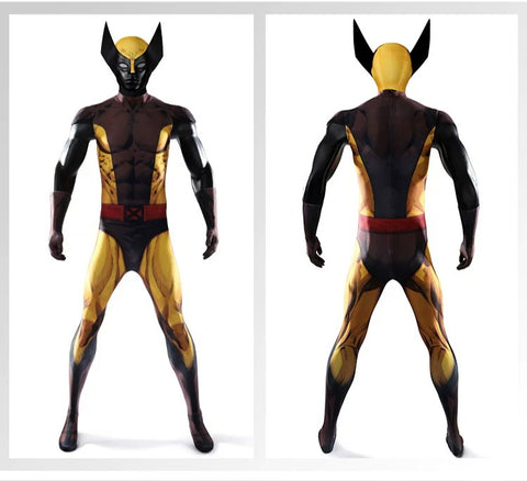 X-Men Wolverine Cosplay Costume, Brown Jumpsuit Tight Bodysuit