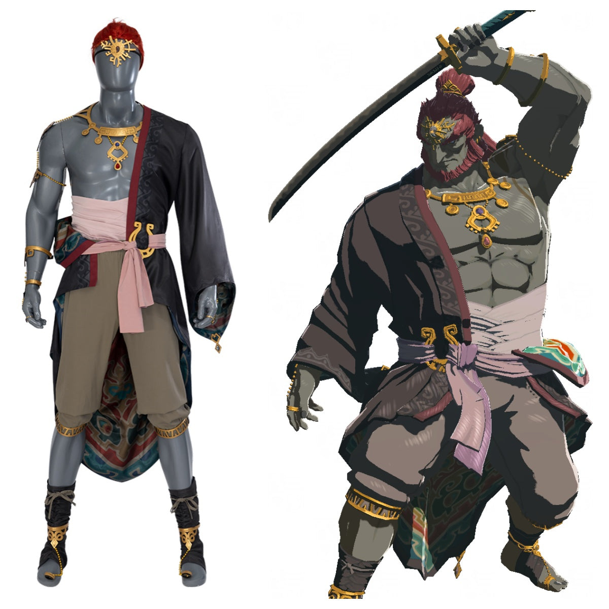 Ganondorf Cosplay Costume from The Legend of Zelda: Tears of the Kingdom - Game Inspired Halloween Outfit
