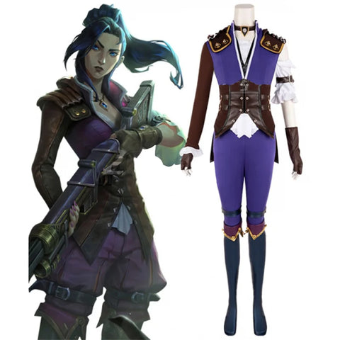 Game LOL Caitlyn Violet Battle Of Two Cities  Daily Outfits Caitlyn Kiramman Cosplay Costume Halloween Women Uniform Suit