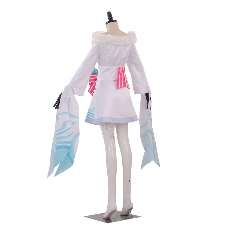 Game LOL Spirit Blossom Ahri Super Transform Cosplay Costume Adult White Suit Dress Custom Made