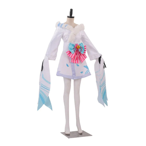 Game LOL Spirit Blossom Ahri Super Transform Cosplay Costume Adult White Suit Dress Custom Made