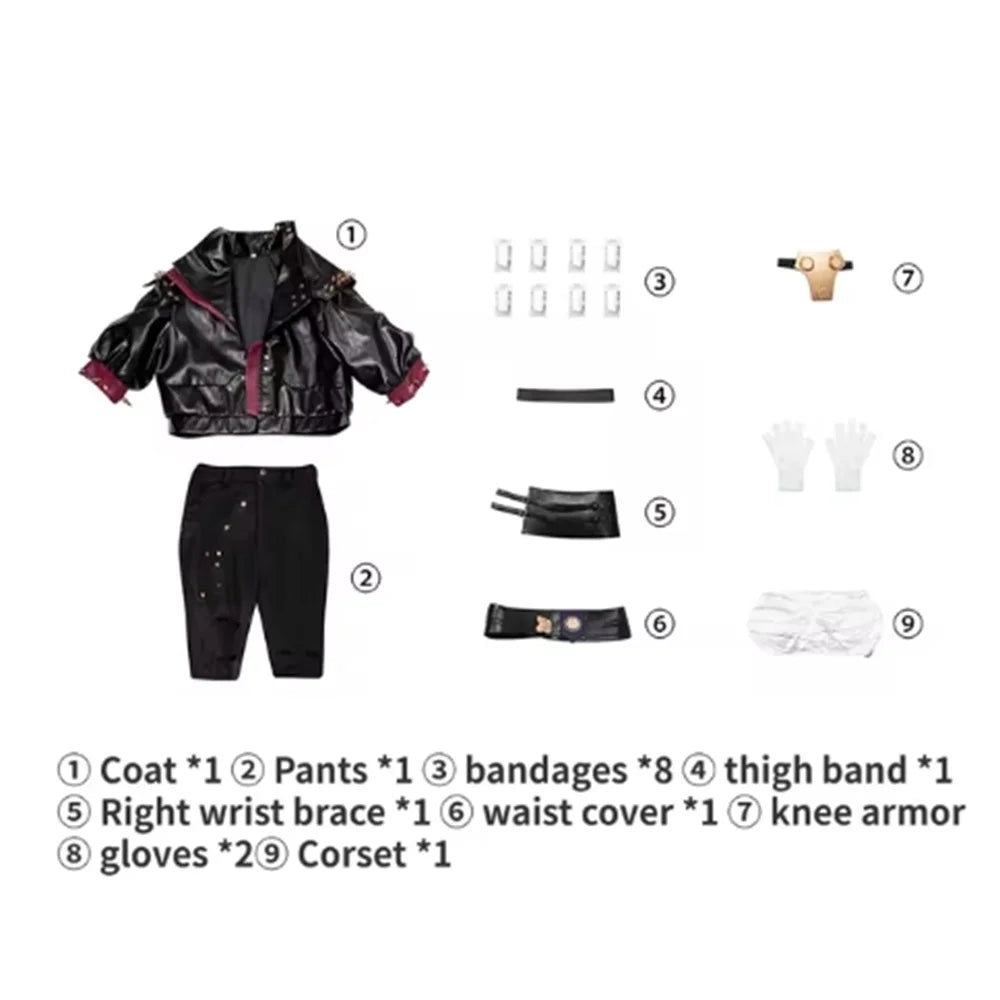 LOL Arcane 2 Vi Cosplay Costume Woman Leather Coat Pants Accessories Full Set Halloween Party  Outfit