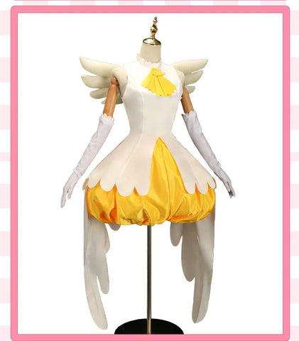 Cardcaptor Sakura Sakura Kinomoto Cosplay Costume, Yellow & White Battle Outfit