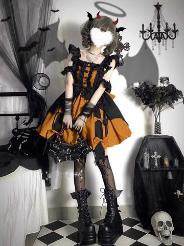 Pumpkin Little Witch Lolita Dress, Adult Witch Cosplay Costume