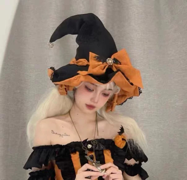 Pumpkin Little Witch Lolita Dress, Adult Witch Cosplay Costume