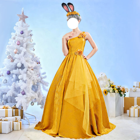 Zootopia 2 Judy Hopps Cosplay Costume Yellow Gown Dress for Halloween, Party, Stage Performances