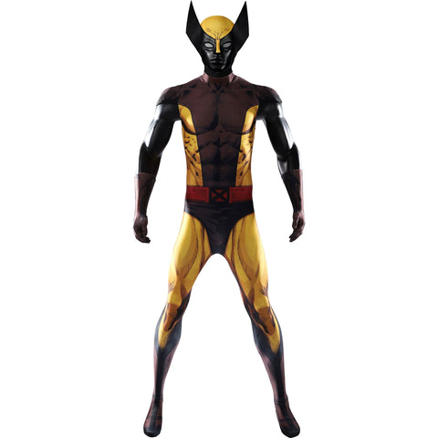 X-Men Wolverine Cosplay Costume, Brown Jumpsuit Tight Bodysuit