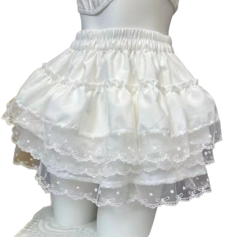 Sweetheart Neckline Flowy A-Line Skirt with Tiered Ruffle Hem - High Waist Plaid Ballet Mini Skirt