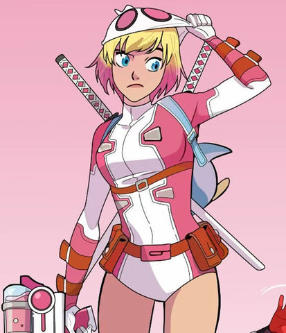 Marvel Comics Gwenpool Cosplay Costume with Matching Dual Blade Accessories