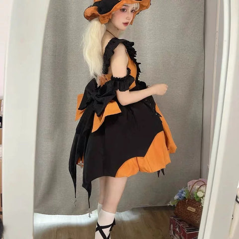 Pumpkin Little Witch Lolita Dress, Adult Witch Cosplay Costume