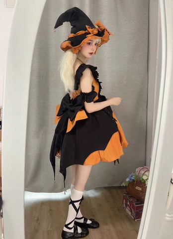 Pumpkin Little Witch Lolita Dress, Adult Witch Cosplay Costume
