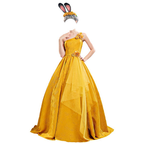 Zootopia 2 Judy Hopps Cosplay Costume Yellow Gown Dress for Halloween, Party, Stage Performances