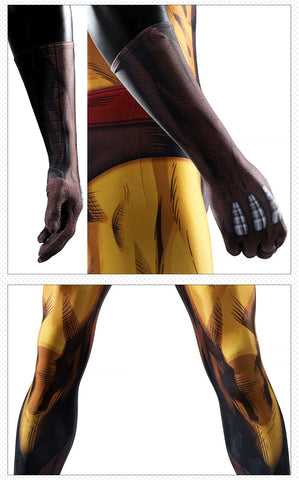 X-Men Wolverine Cosplay Costume, Brown Jumpsuit Tight Bodysuit