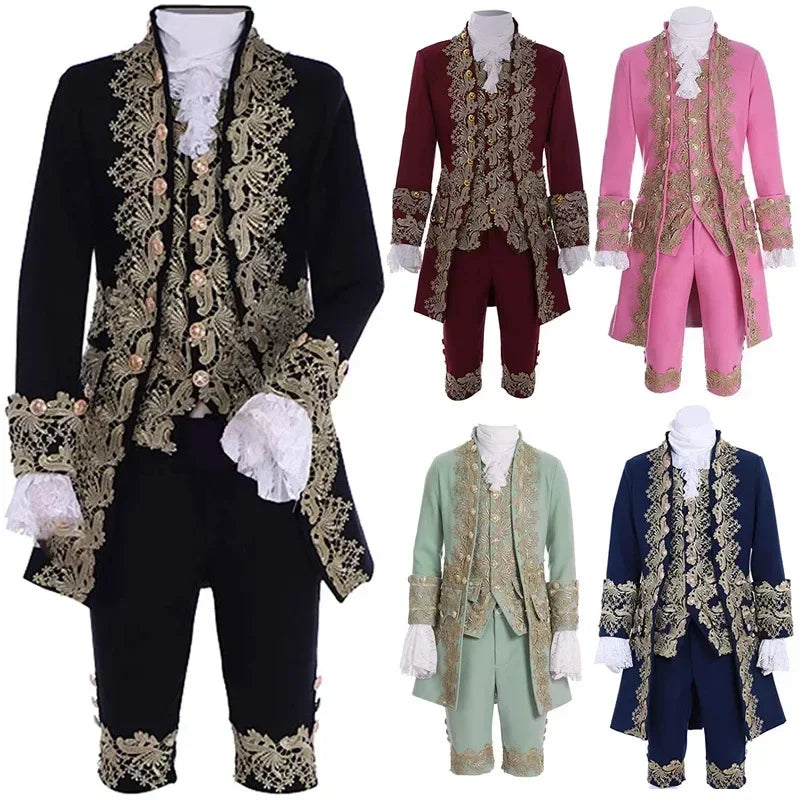 Deluxe Victorian King Prince Costume for Men – Royal Theater Cosplay Suit with Jacket, Vest, and Pants