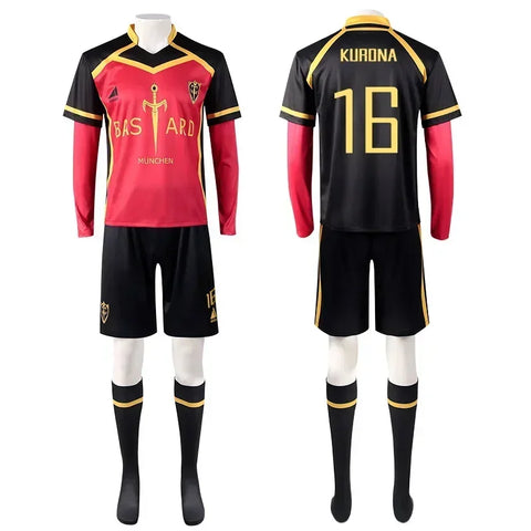 Blue Lock Cosplay Jersey – Kaiser, Ness, Isagi, Kurona & Hiori Bastard Munchen Football Uniform for Anime Fans