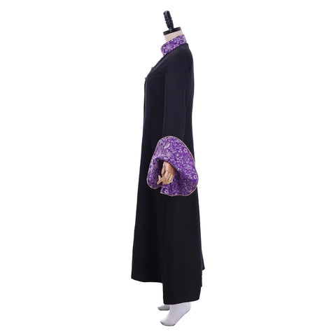 Medieval Priestess Robe Costume - Women’s Black Trumpet Sleeve Clergy Cassock with Cloak | Coscosmos Cosplay Series