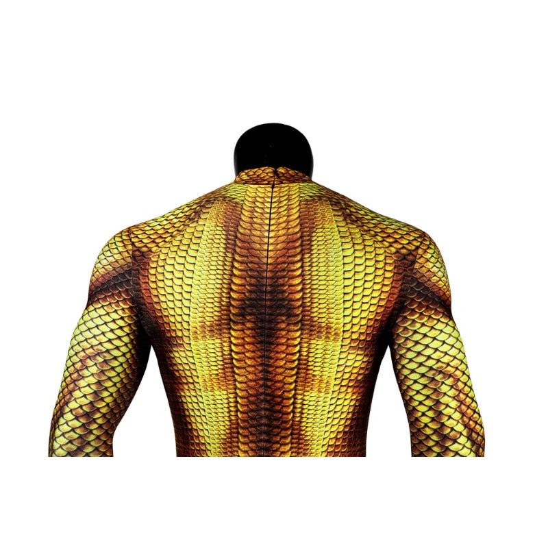 Arthur Curry Printed Golden Suit Cosplay Costume – Aquaman Justice League Costume