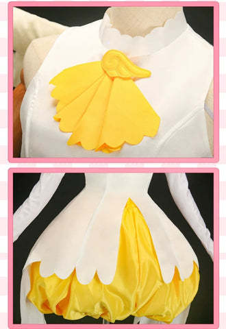 Cardcaptor Sakura Sakura Kinomoto Cosplay Costume, Yellow & White Battle Outfit