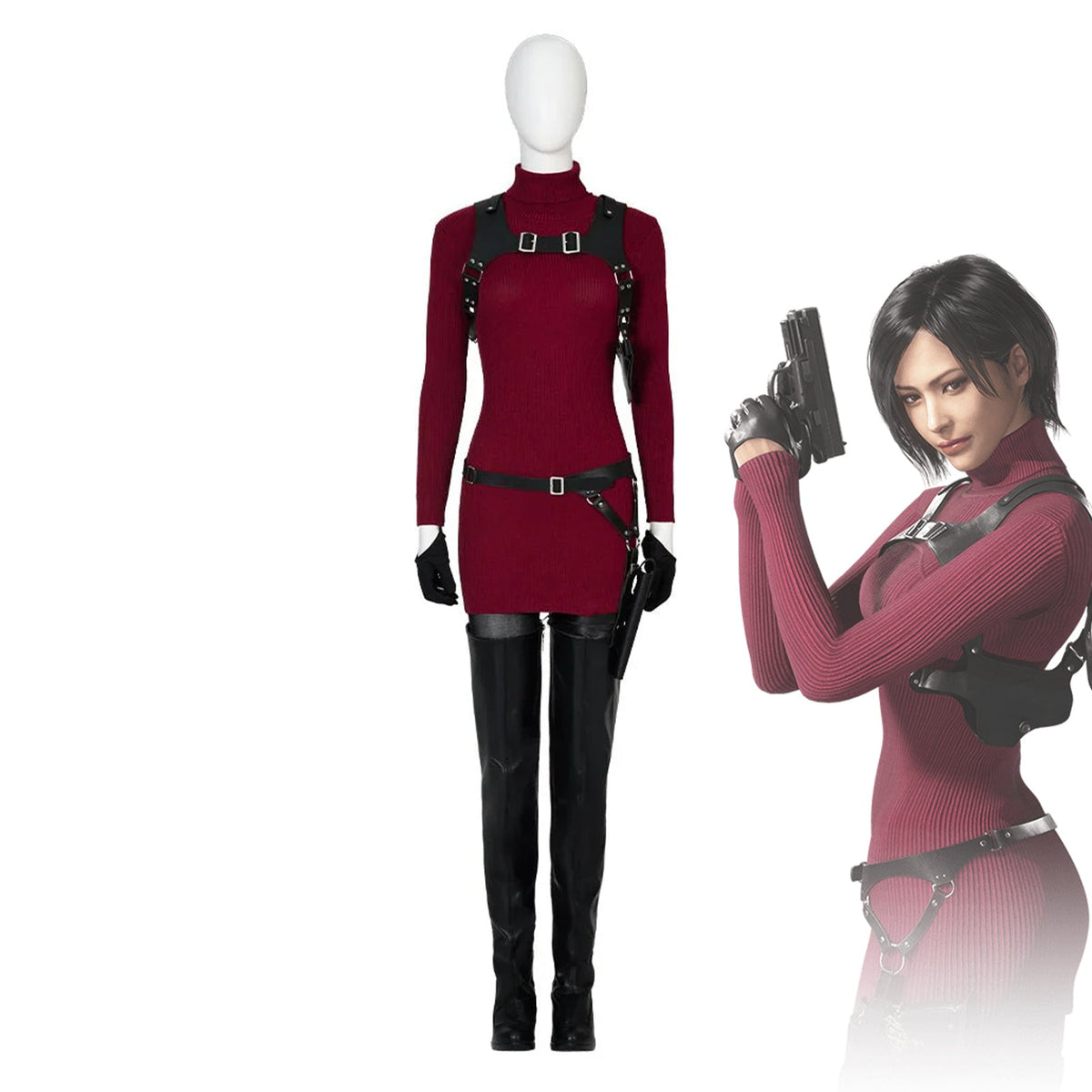 Ada Wong Cosplay Costume - Resident Evil 2 Red Dress Outfit for Women - Coscosmos