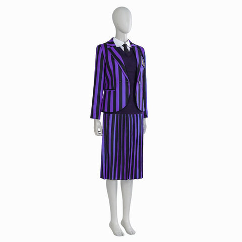 Addams Cosplay Costume Same Style Costumes Full Set School Uniform Customized Anime Rave Halloween Cos - Coscosmos