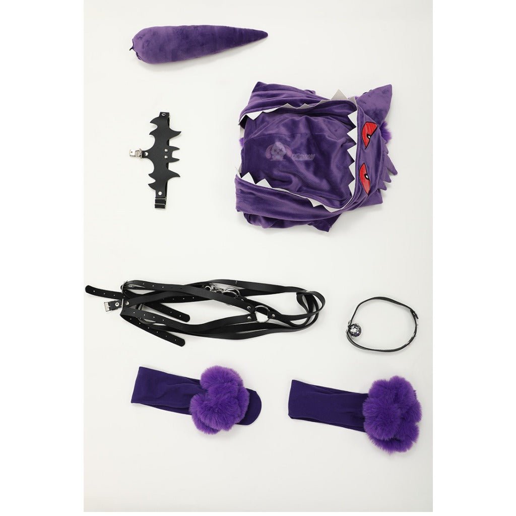Adorable Anime Pokémon Gengar Purple Plush Cosplay Jumpsuit for Women - Coscosmos