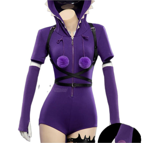 Adorable Anime Pokémon Gengar Purple Plush Cosplay Jumpsuit for Women - Coscosmos