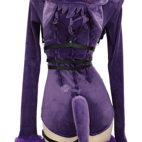Adorable Anime Pokémon Gengar Purple Plush Cosplay Jumpsuit for Women - Coscosmos
