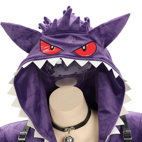 Adorable Anime Pokémon Gengar Purple Plush Cosplay Jumpsuit for Women - Coscosmos