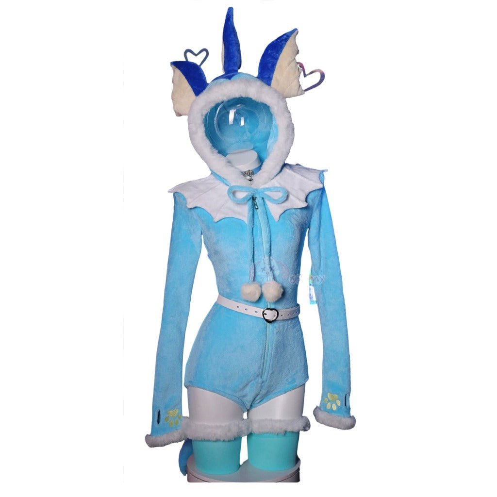 Adorable Blue Vaporeon Plush Cosplay Jumpsuit for Women - Cute Anime Costume - Coscosmos