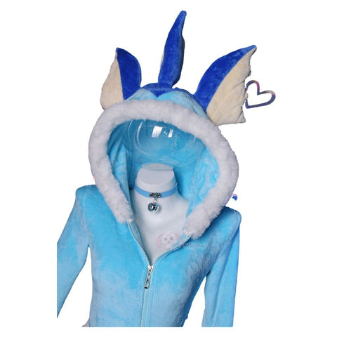 Adorable Blue Vaporeon Plush Cosplay Jumpsuit for Women - Cute Anime Costume - Coscosmos