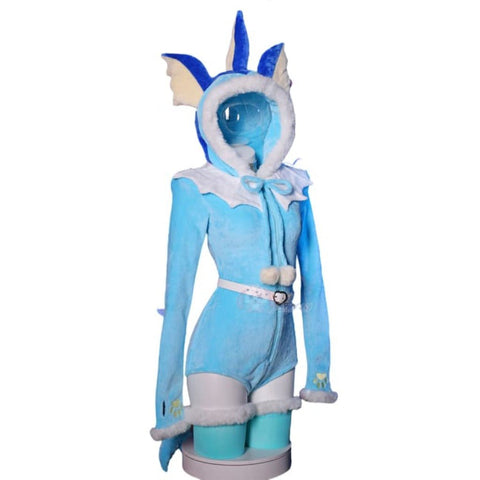 Adorable Blue Vaporeon Plush Cosplay Jumpsuit for Women - Cute Anime Costume - Coscosmos