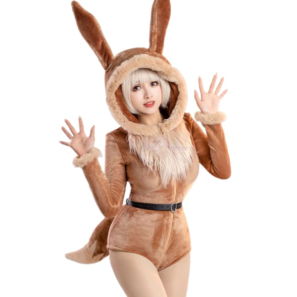 Adorable Eevee Cosplay Pajama, Cute Pokemon Plush Costume for Girls - Coscosmos