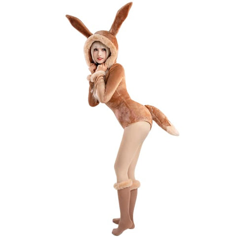 Adorable Eevee Cosplay Pajama, Cute Pokemon Plush Costume for Girls - Coscosmos