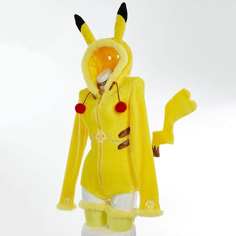 Adorable Pikachu Yellow Plush Cosplay Jumpsuit for Women - Coscosmos