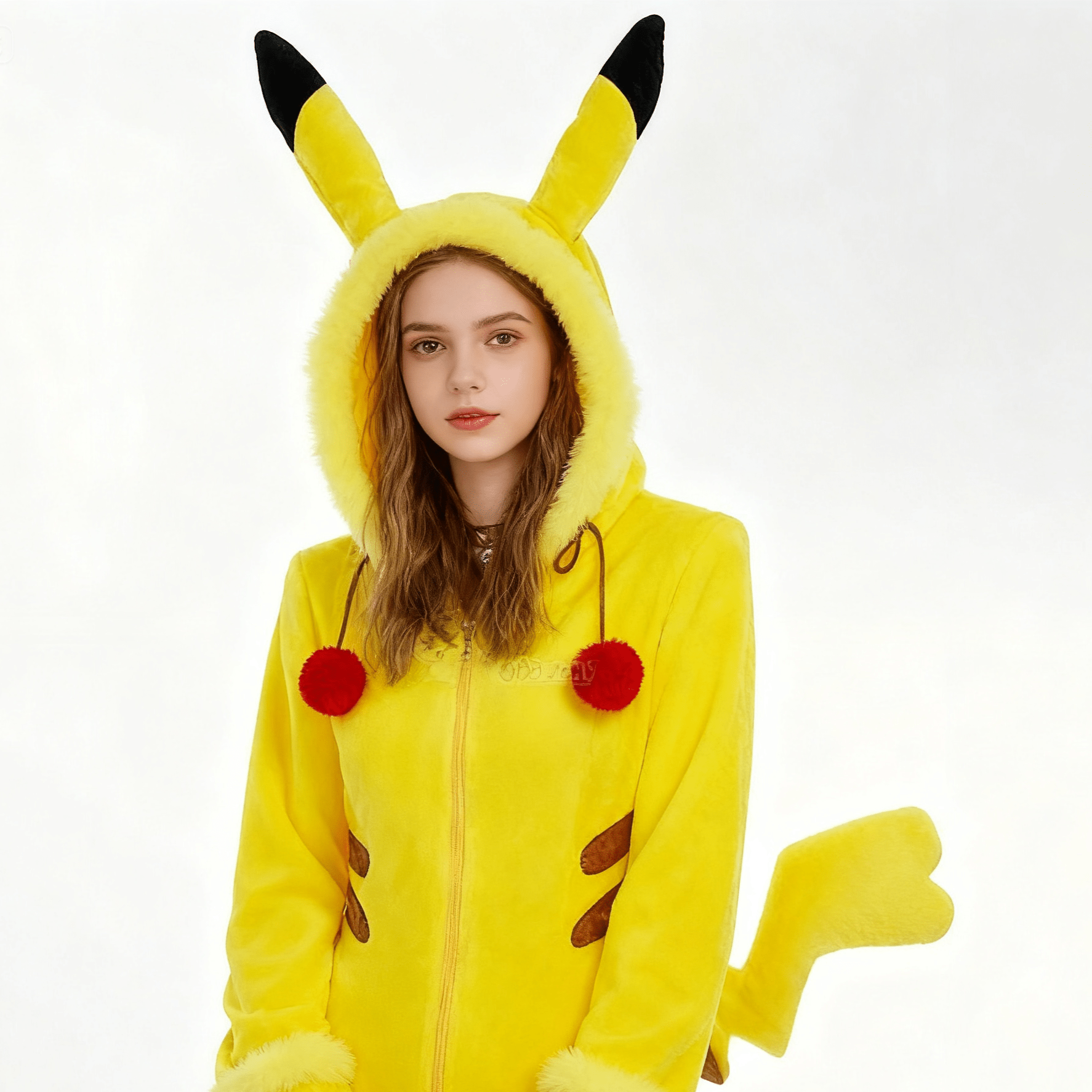 Adorable Pikachu Yellow Plush Cosplay Jumpsuit for Women - Coscosmos