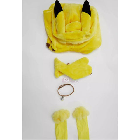 Adorable Pikachu Yellow Plush Cosplay Jumpsuit for Women - Coscosmos