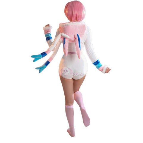 Adorable Pink and White Pokémon Cosplay Plush Sylveon Costume for Women - Coscosmos