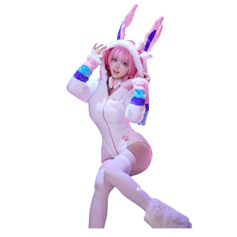 Adorable Pink and White Pokémon Cosplay Plush Sylveon Costume for Women - Coscosmos