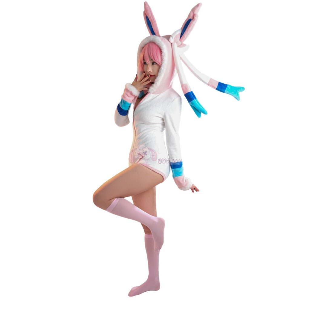 Adorable Pink and White Pokémon Cosplay Plush Sylveon Costume for Women - Coscosmos