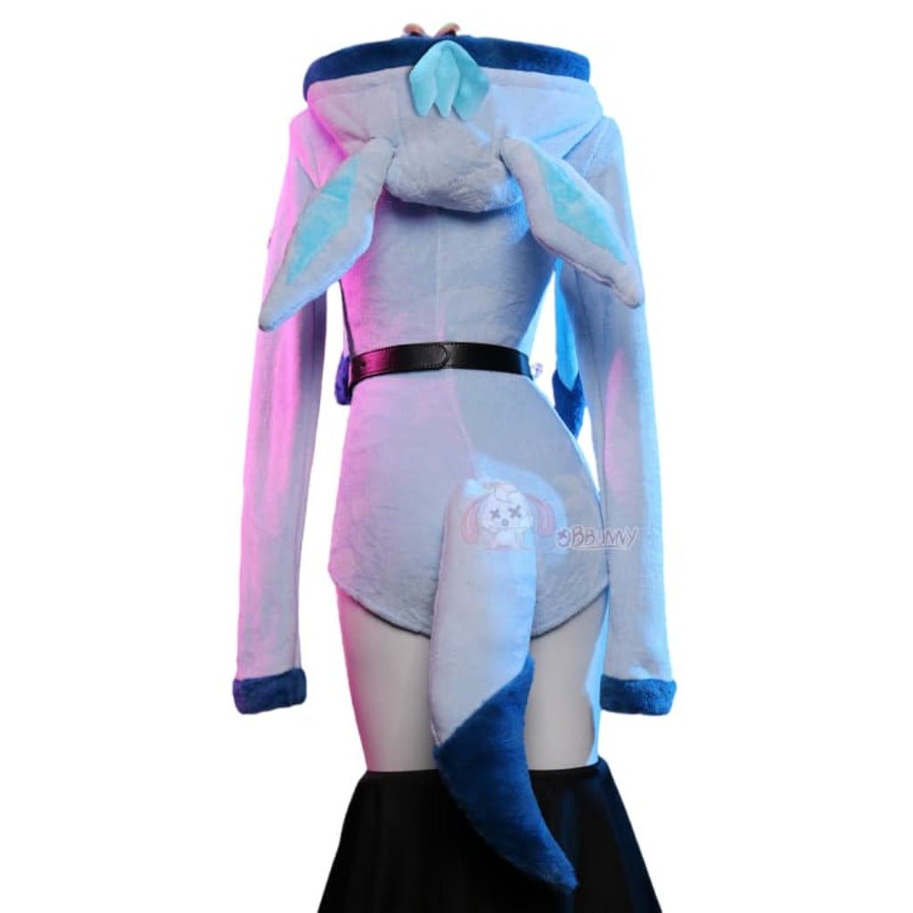 Adorable Pokemon Glaceon Blue Plush Cosplay Hoodie for Women - Coscosmos