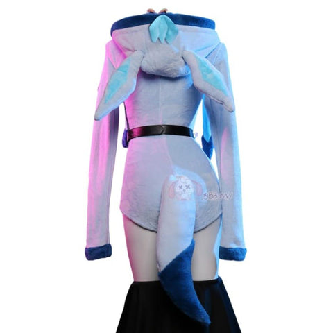 Adorable Pokemon Glaceon Blue Plush Cosplay Hoodie for Women - Coscosmos