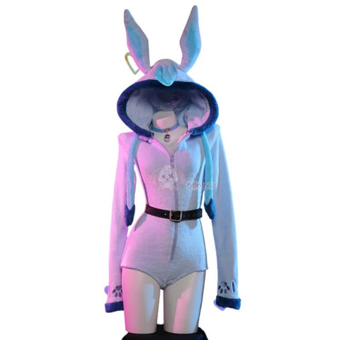 Adorable Pokemon Glaceon Blue Plush Cosplay Hoodie for Women - Coscosmos