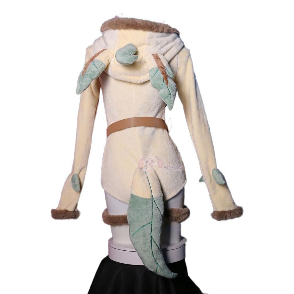 Adorable Pokemon Leafeon Plush Costume Cute Anime Cosplay Jumpsuit for Women - Coscosmos