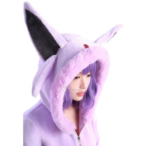 Adorable Purple Pokemon Espeon Cosplay Plush Pajamas for Women - Coscosmos