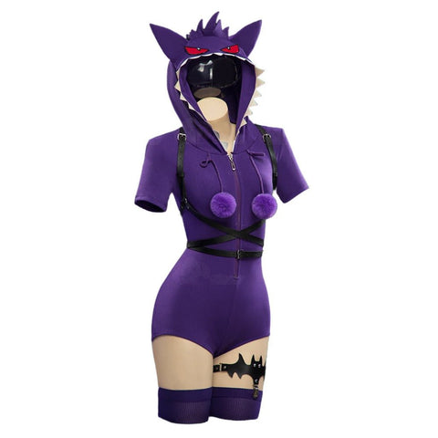 Adorable Purple Pokemon Espeon Cosplay Plush Pajamas for Women - Coscosmos