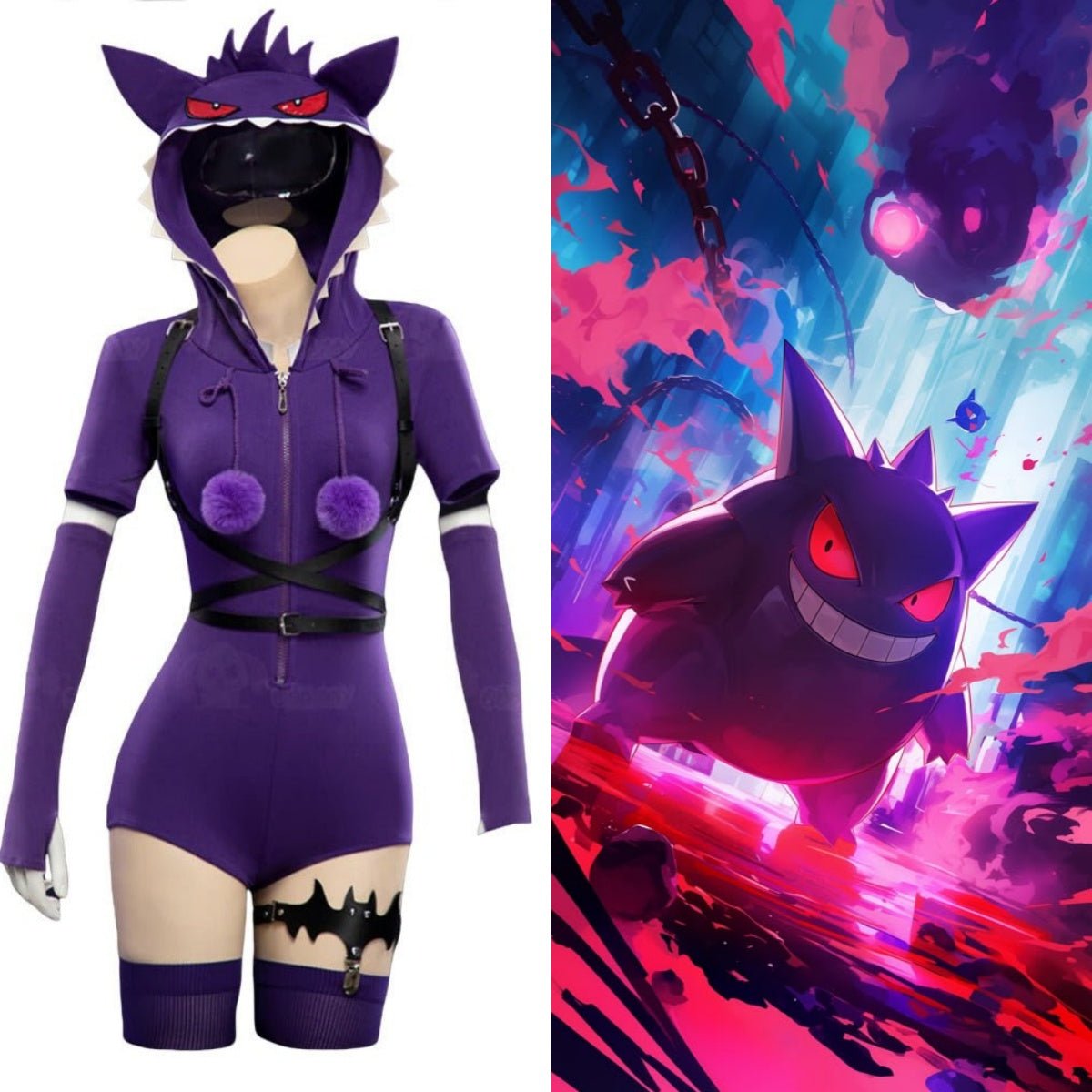 Adorable Purple Pokemon Espeon Cosplay Plush Pajamas for Women - Coscosmos