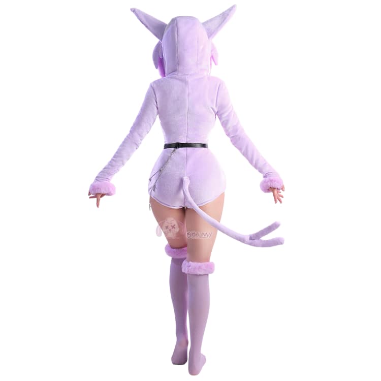 Adorable Purple Pokemon Espeon Cosplay Plush Pajamas for Women - Coscosmos