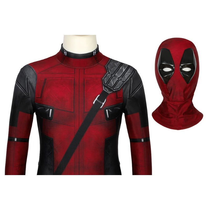 Children Deadpool Kidspool Cosplay Costume Jumpsuit Mask Deadpool & Wolverine Wade Wilson Halloween Party Apparel Gifts In Stock