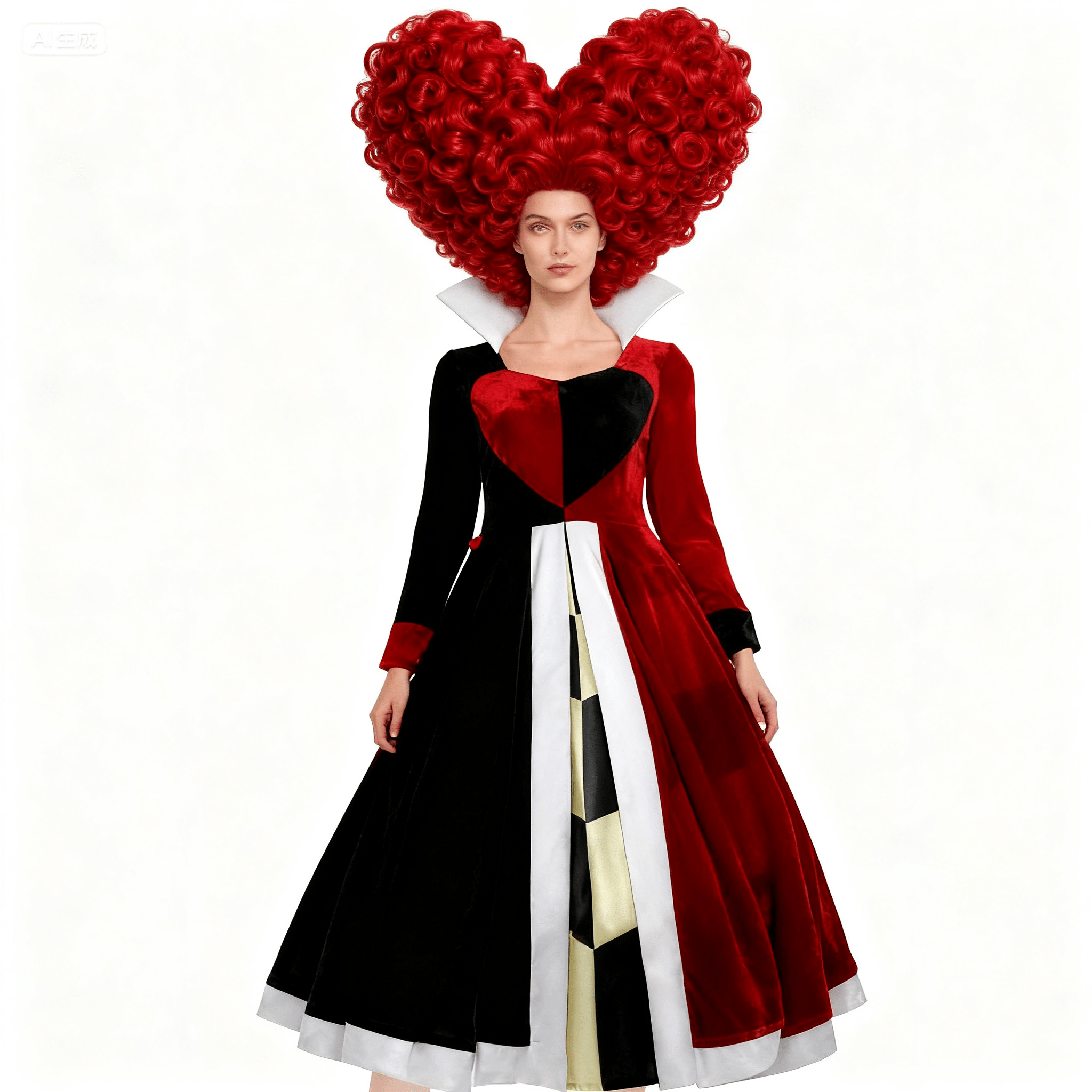 Alice in Wonderland Queen of Hearts Cosplay Costume Halloween Outfit - Coscosmos