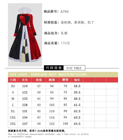 Alice in Wonderland Queen of Hearts Cosplay Costume Halloween Outfit - Coscosmos